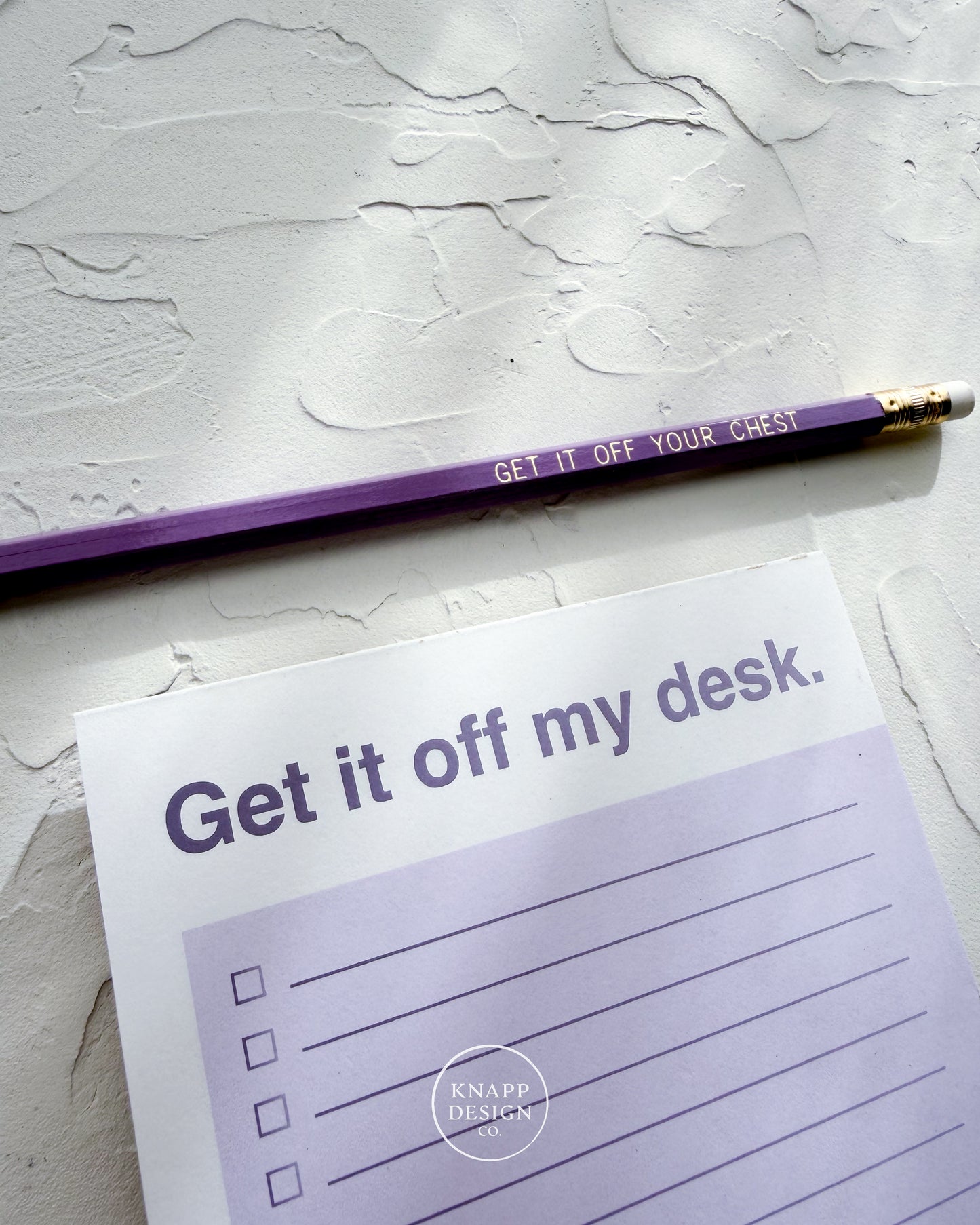 Get it off my chest - get it off my desk • Notepad set