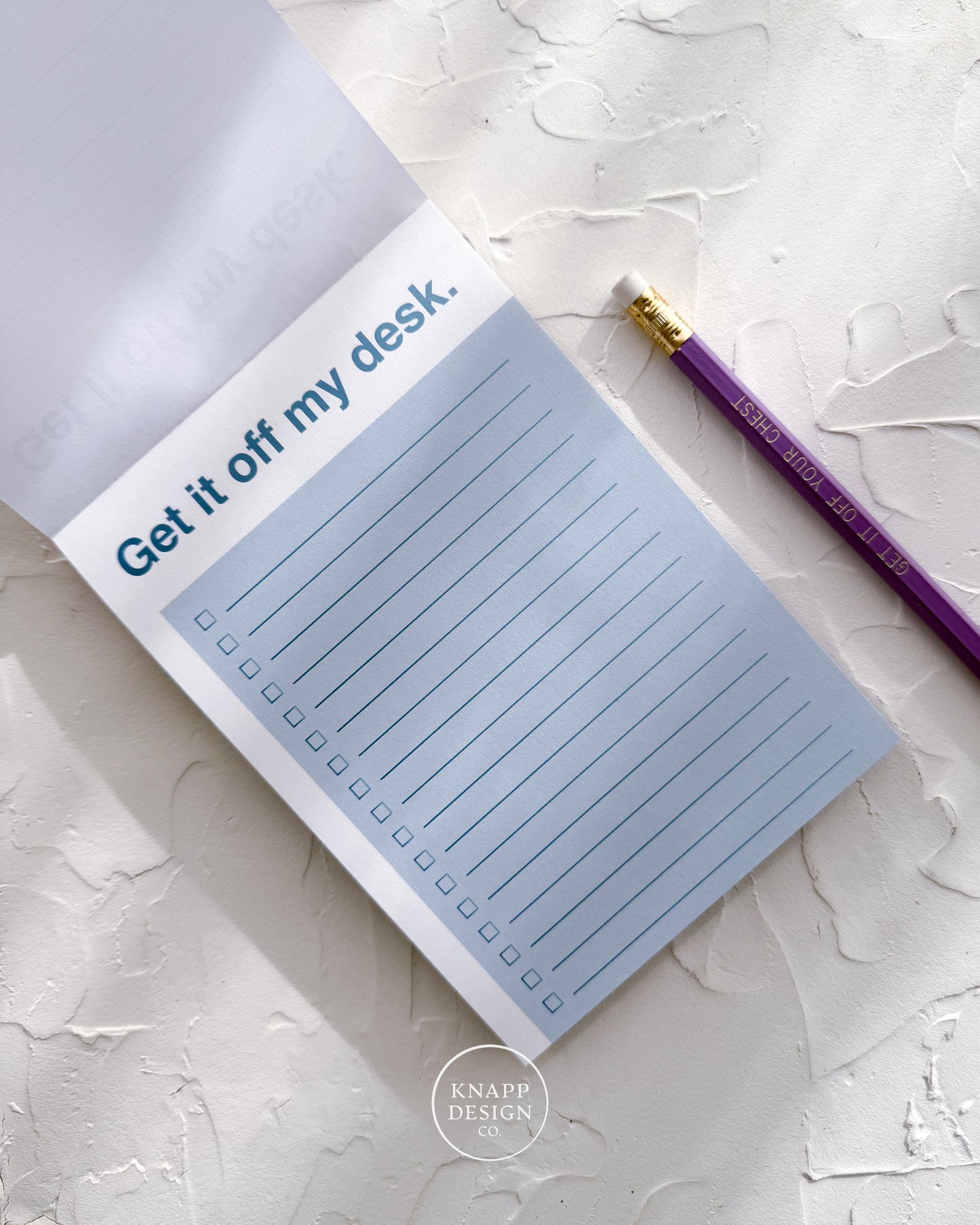 Get it off my chest - get it off my desk • Notepad set