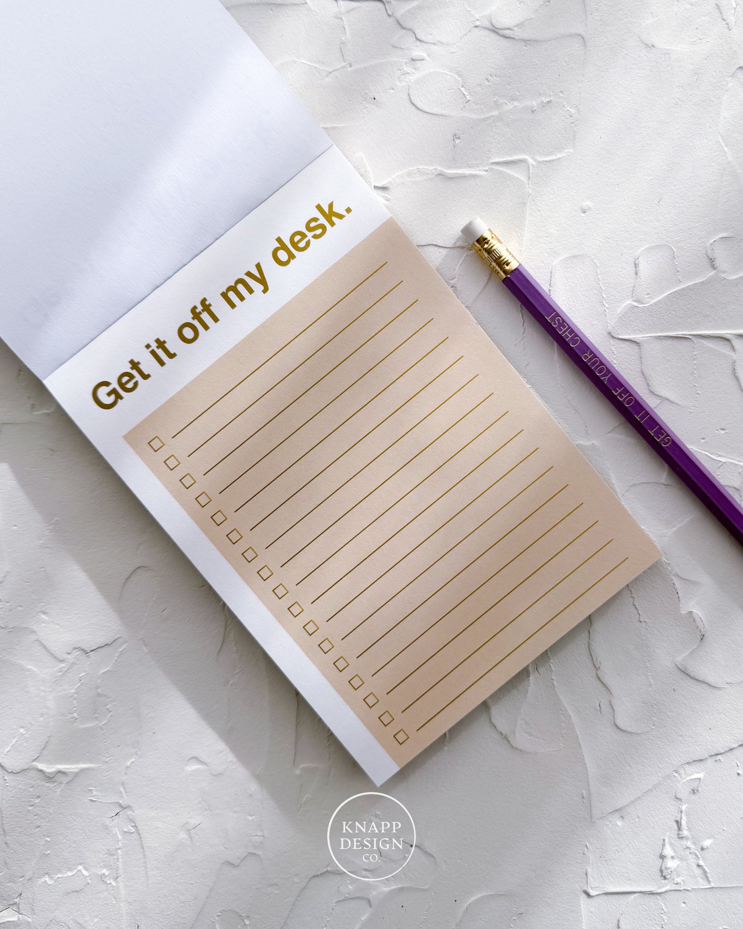 Get it off my chest - get it off my desk • Notepad set