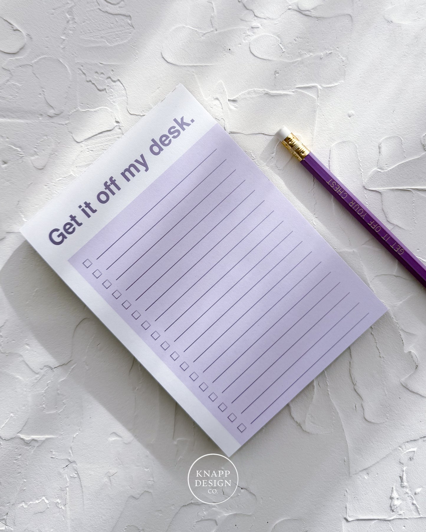 Get it off my chest - get it off my desk • Notepad set