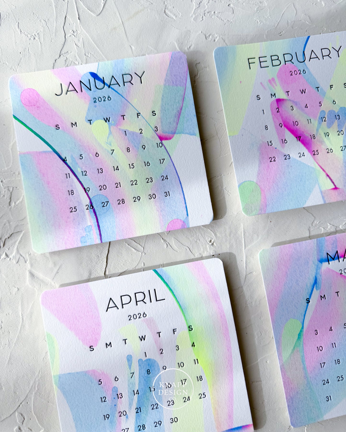Hand-Painted 2026 Desk Calendar • 01