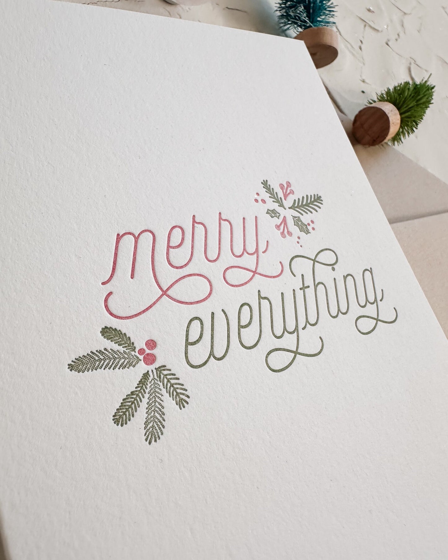 Letterpress Holiday Card Pack • Happy Holidays, Merry Everything, and JOY