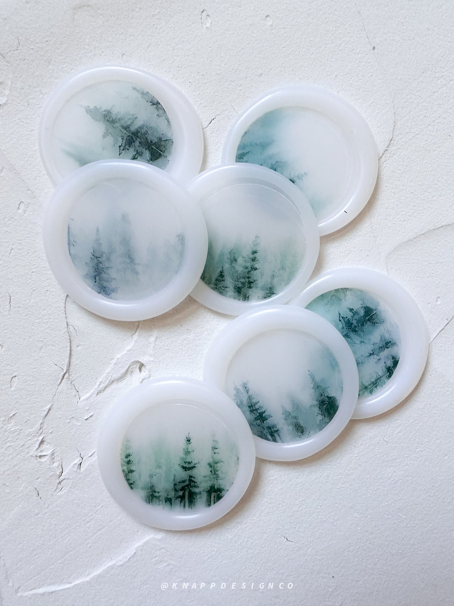 Misty Pine Watercolor Wax Seals