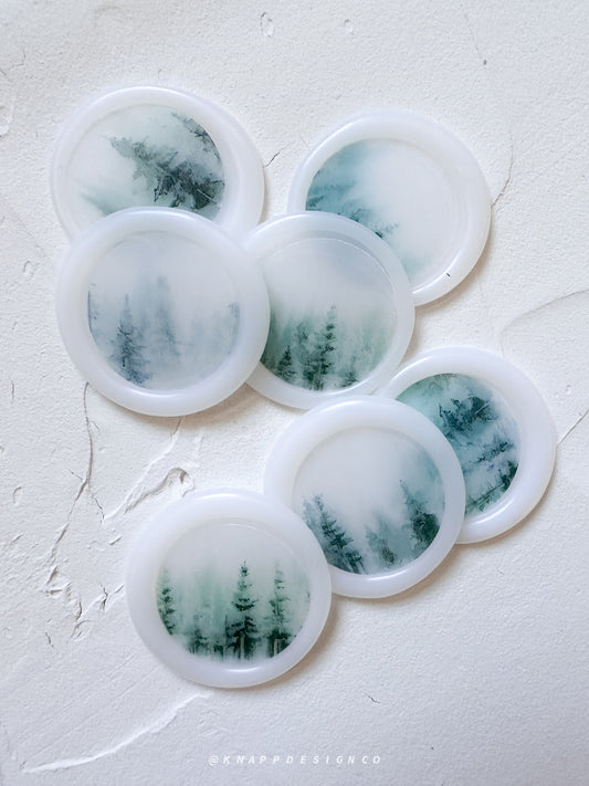 Misty Pine Watercolor Wax Seals