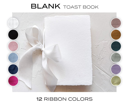 Blank Toast Book • White Handmade paper with Custom Silk Ribbon Color